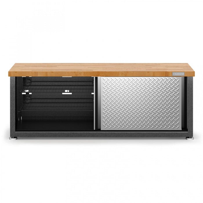 Banc de rangement pour chaussures de Gladiator - bande de roulement argentée