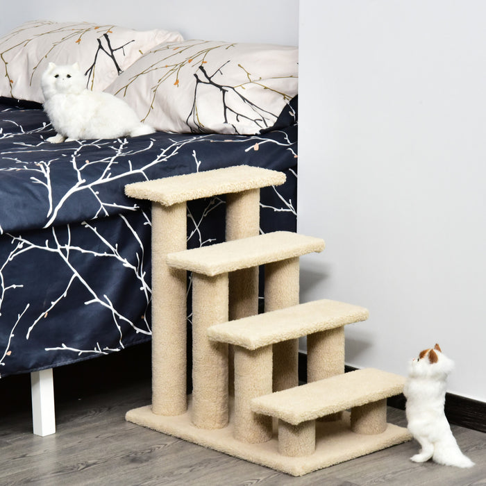 Pawhut Escalier Pour Chat A 4 Niveaux A Plusieurs Niveaux Marron Clair