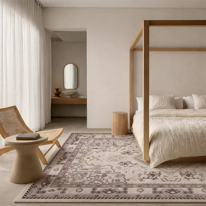 Tapis Lavable/Traditionnel Oriana 5'0\" x 7'6\" en Beige