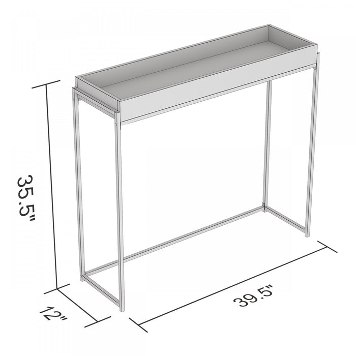 Console moderne de 40 po avec plateau encastré - gris foncé avec métal noir