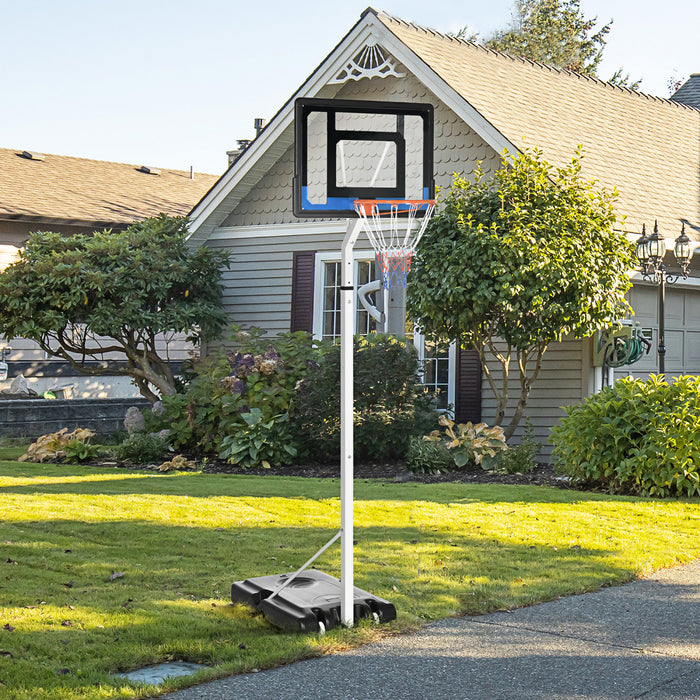 Soozier Panier De Basket Reglable Et Support Avec Panneau En Pvc Blanc