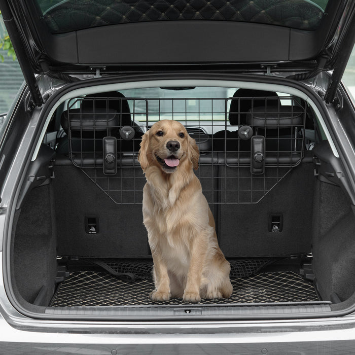 Pawhut 35.5\"- 48\" Barriere De Securite Pour Vehicule, Barriere Reglable Pour Chien Pour Voiture Suv Camion, Barriere De Securite Extensible Universelle, Noir
