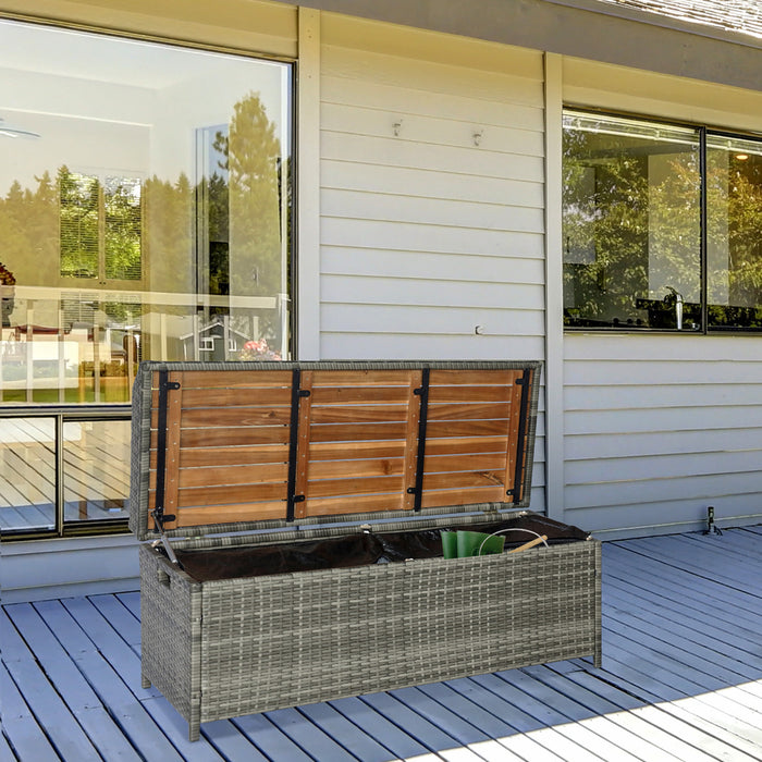Outsunny Boite de banc de rangement couvercle superieur gris