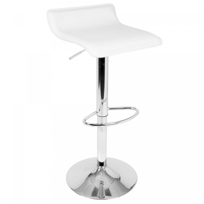 Tabouret pivotant contemporain Ale à hauteur réglable en tissu blanc - ensemble de 2
