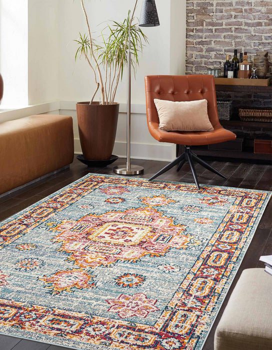 Tapis Traditionnel Lotus 5'0\" x 8'0\" en Bleu