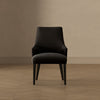 Beever Modern Chenille Wood Armchair in Black | Fauteuil moderne Beever en chenille avec accoudoirs en bois, coloris noir