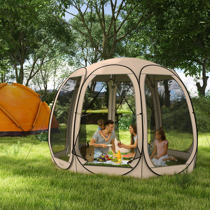 Outsunny Tente Moustiquaire , Tonnelle Escamotable Avec 2 Portes, Beige
