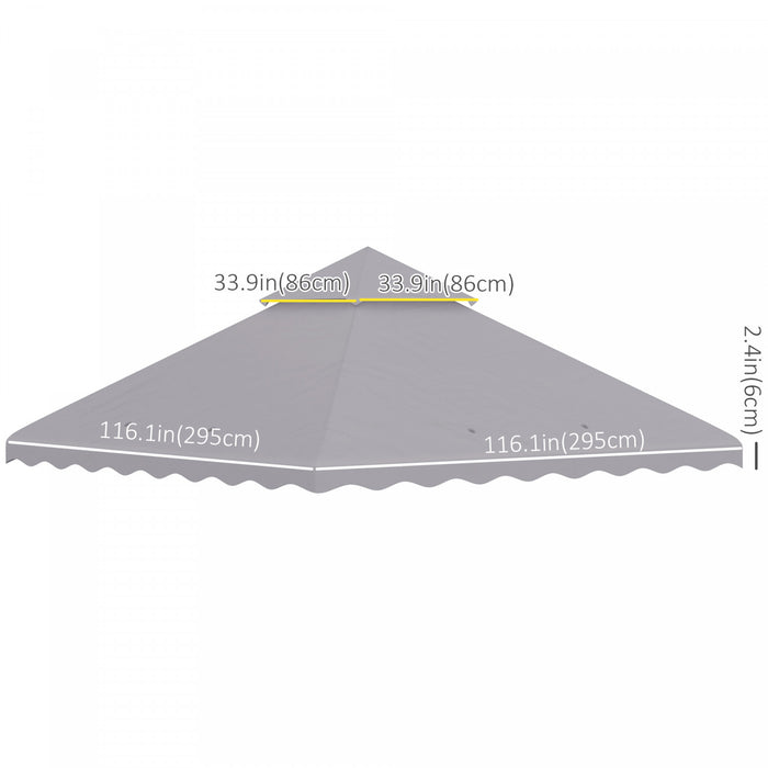Outsunny 10 'x 10' Gazebo Couverture De Remplacement Pour Auvent, Remplacement De Toit De Tonnelle A 2 Niveaux (toit Uniquement), Gris Clair