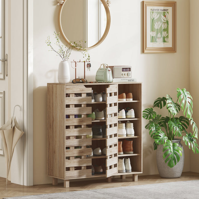 HOMCOM Armoire a chaussures avec placard a 5 niveaux et 5 etageres ouvertes