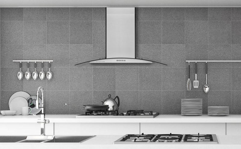 Hotte de cuisinière murale Hauslane de 36 po de style auvent en verre - WM-600SS-36