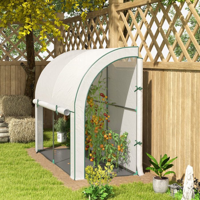 Outsunny Serre adossee avec couverture PE, jardinage, blanc