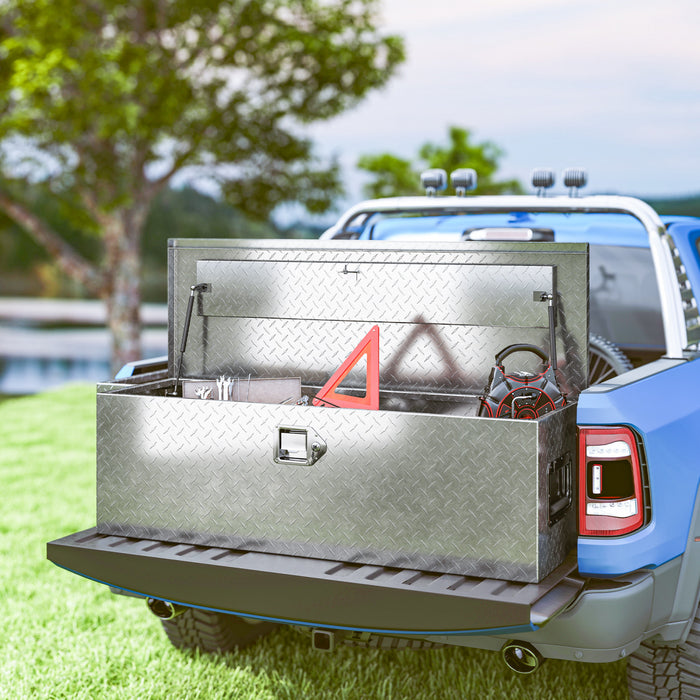 HOMCOM Boite a Outils pour Benne de Camion 121 cm, Coffre de Rangement en Aluminium Resistant