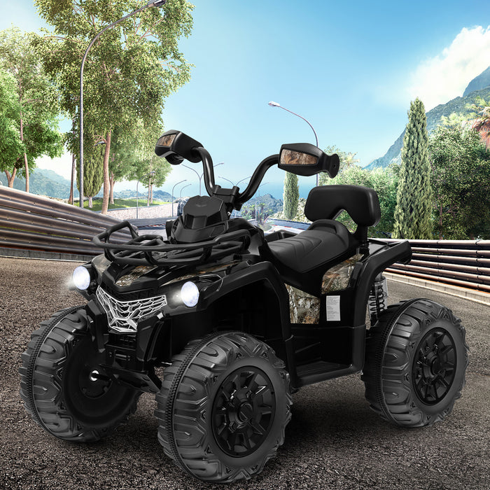 Costway 12v Enfants Rouler Sur Atv Electrique 4 Roues Quad 2 Vitesses W / Mp3 & Phares Noir