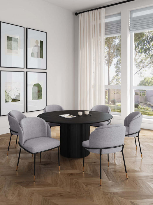 Ensemble de salle a manger moderne industriel chic Flor et Hathaway 7 pieces en gris et noir
