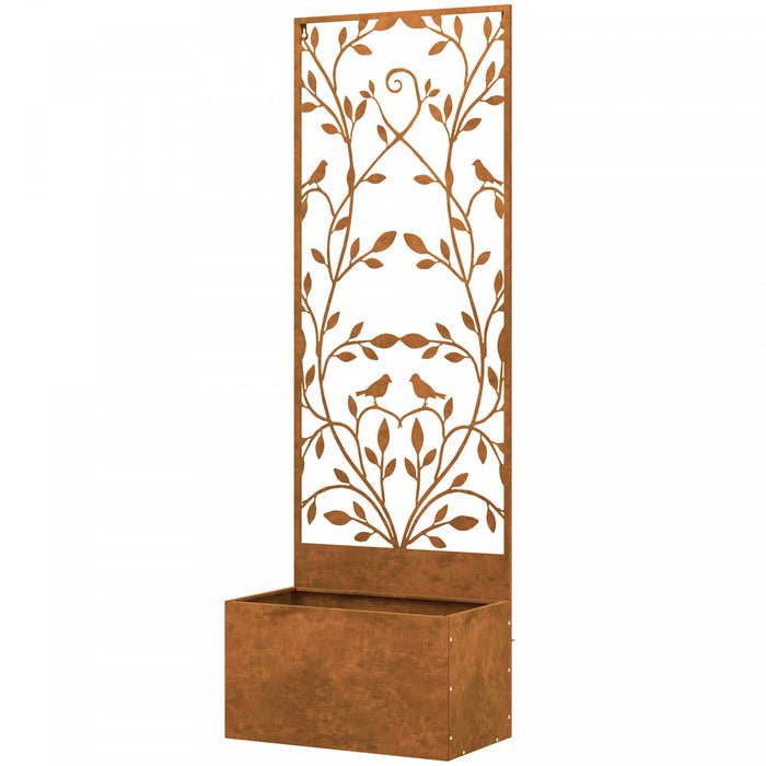 Outsunny Lit de jardin sureleve avec ecran de confidentialite mural, marron