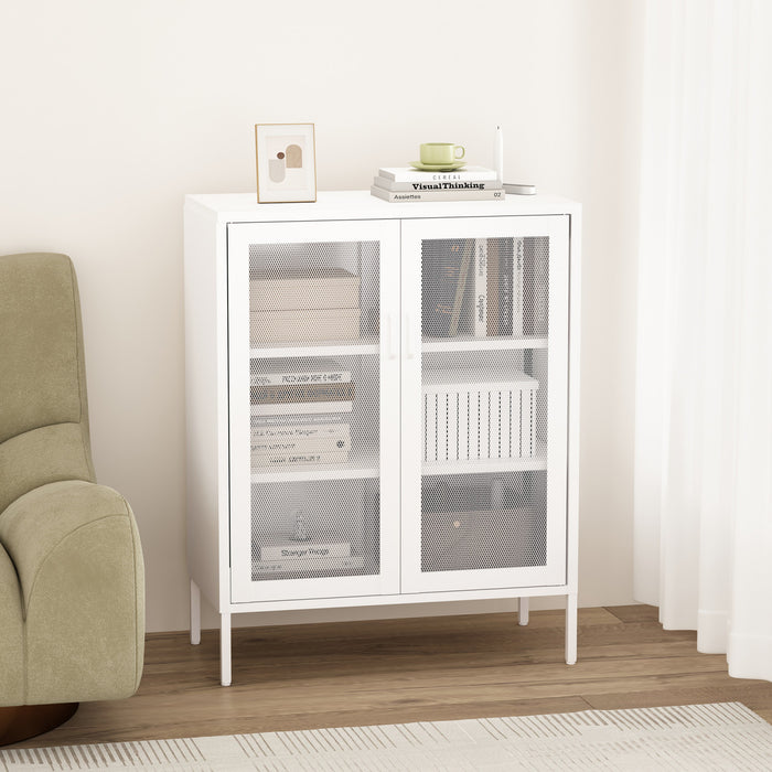 Armoire d’appoint moderne Amelia 32\" en metal blanc
