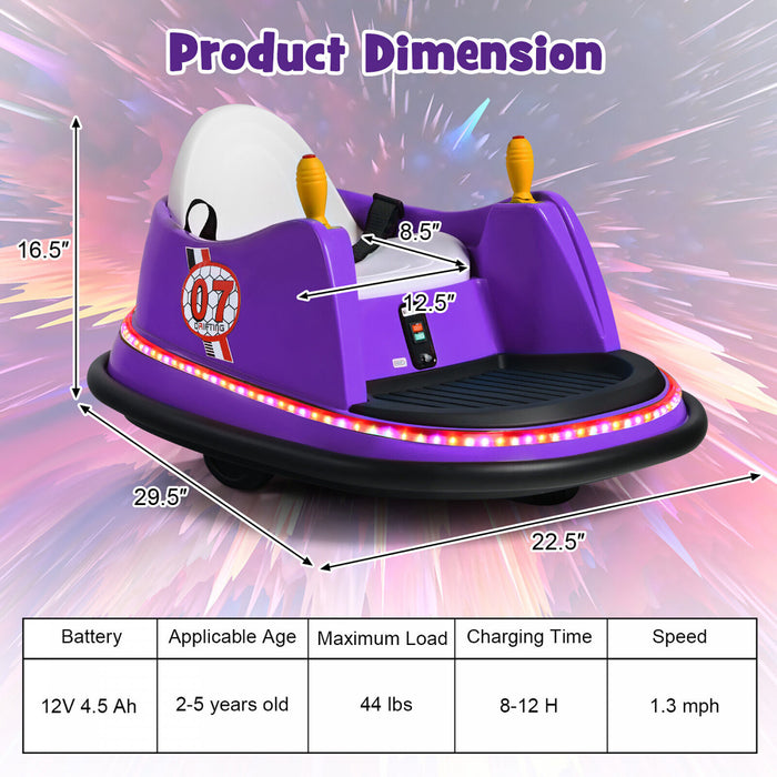 Costway 12v Vehicule 360¡a Spin Race Toy Kids Ride Sur La Voiture Pare-chocs W / Telecommande Violet
