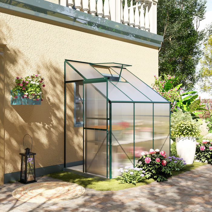Outsunny Serre De Jardin Aluminium Polycarbonate Serre A Tomates Jardinerie Plantes Avec Fenetre Et Porte Coulissante Dim. 75.5\"l X 50\"l X 86.5\"h Transparent Et Vert