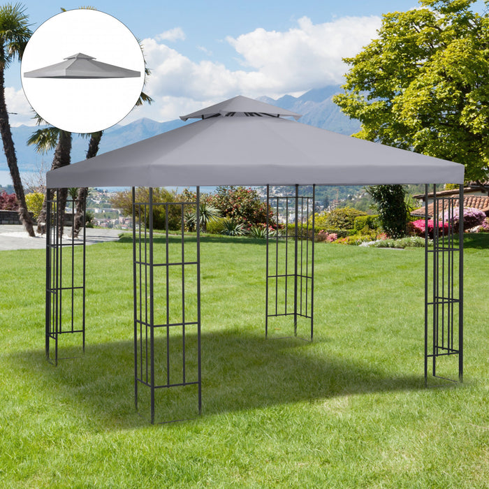 Outsunny 9.8' X 9.8' Voile Carre 2 Niveaux Gazebo Canopee Couverture Superieure De Remplacement Pare-soleil De Jardin Exterieur, Gris Clair