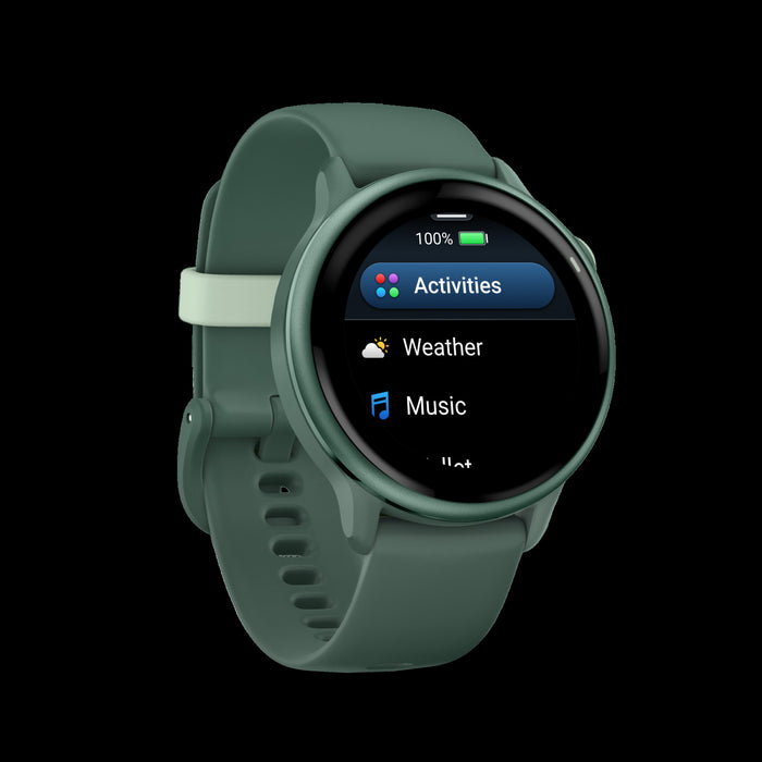 Montre connectee Garmin Vivoactive 6 Jasper Green - Vetement de performance, Coach Garmin, HIIT de force, Exercices de mobilite, Entrainements en fauteuil roulant