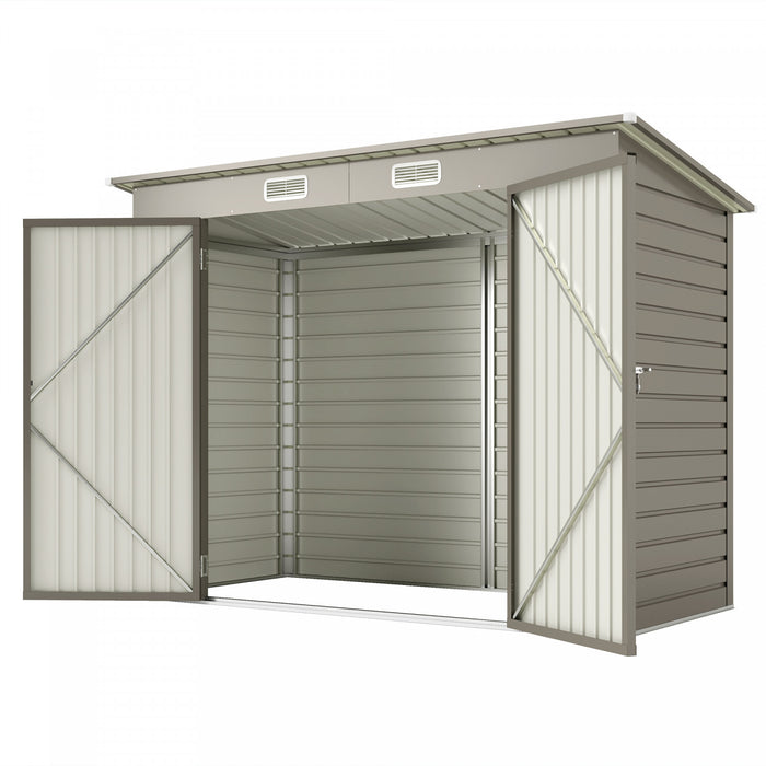Outsunny Abri De Jardin En Metal Galvanise 8 X 4 Pieds Avec 2 Events, Gris