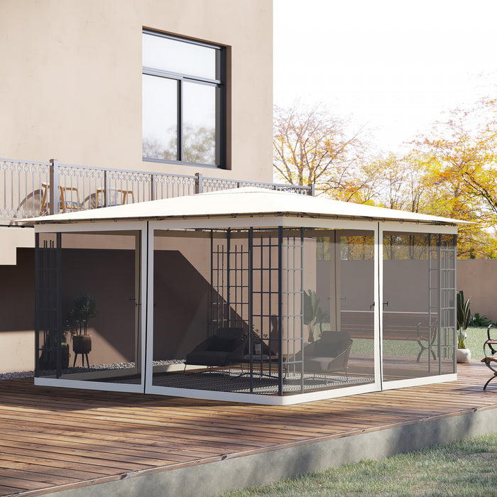 Outsunny 13' X 13' Filet De Remplacement Pour Gazebos Et Tentes Avec Fermetures Eclair, Creme