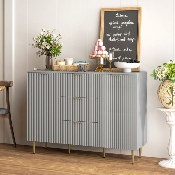 HOMCOM Buffet avec 3 tiroirs et etageres reglables, Gris