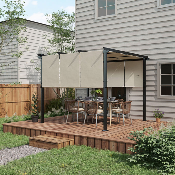 Outsunny Pergola En Metal 10' X 10' Avec Auvent Retractable Pour Patio