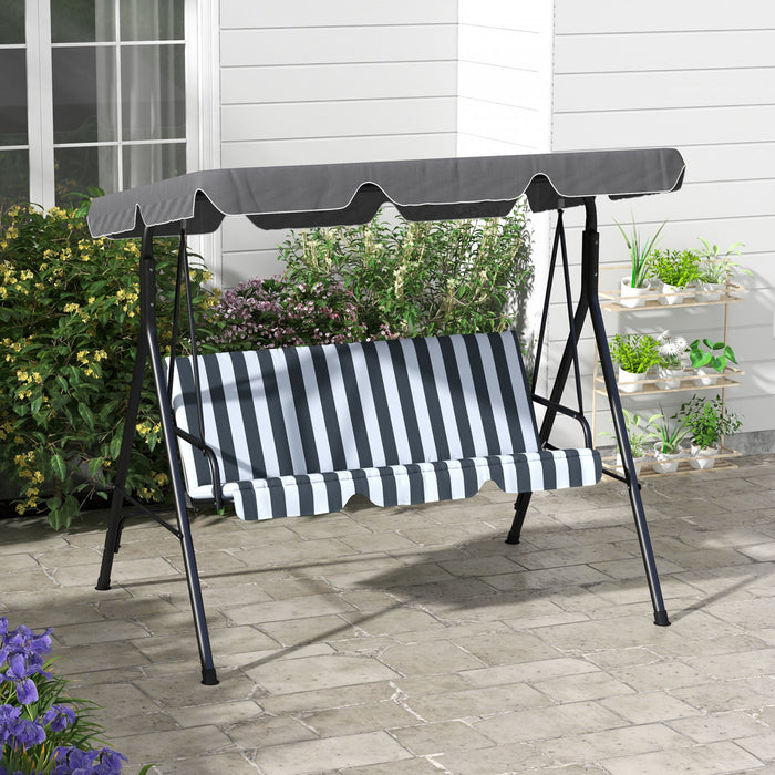 Outsunny Balancoire De Patio 3 Places Avec Auvent Reglable, Gris Et Blanc