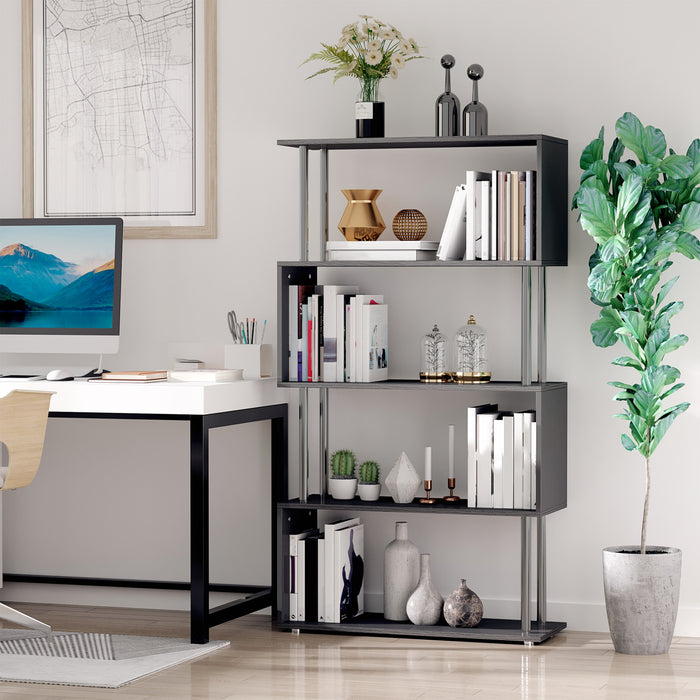 HOMCOM Bibliotheque 5 Niveaux Forme Z Metal Presentation