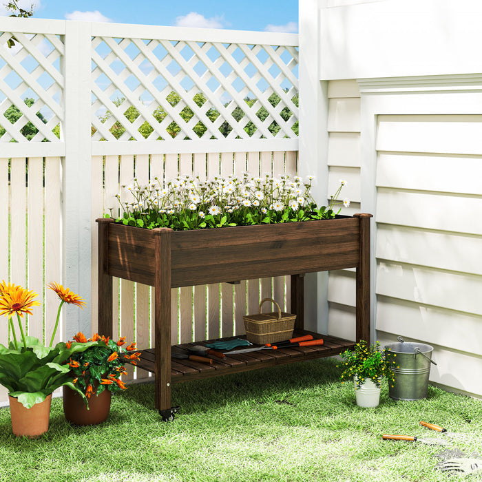 Outsunny Jardiniere surelevee en bois carbonise