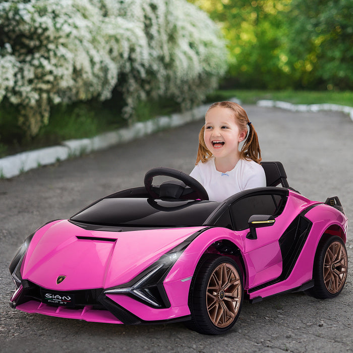 Aosom Jouet De Voiture Electrique Pour Enfants Compatible 12v Alimente Par Batterie Avec Telecommande Parentale Musique Lumieres Mp3 Rose