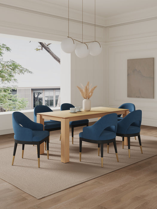 Ensemble de salle a manger moderne industriel chic Carrington et Rockaway 7 pieces, bleu minuit et naturel