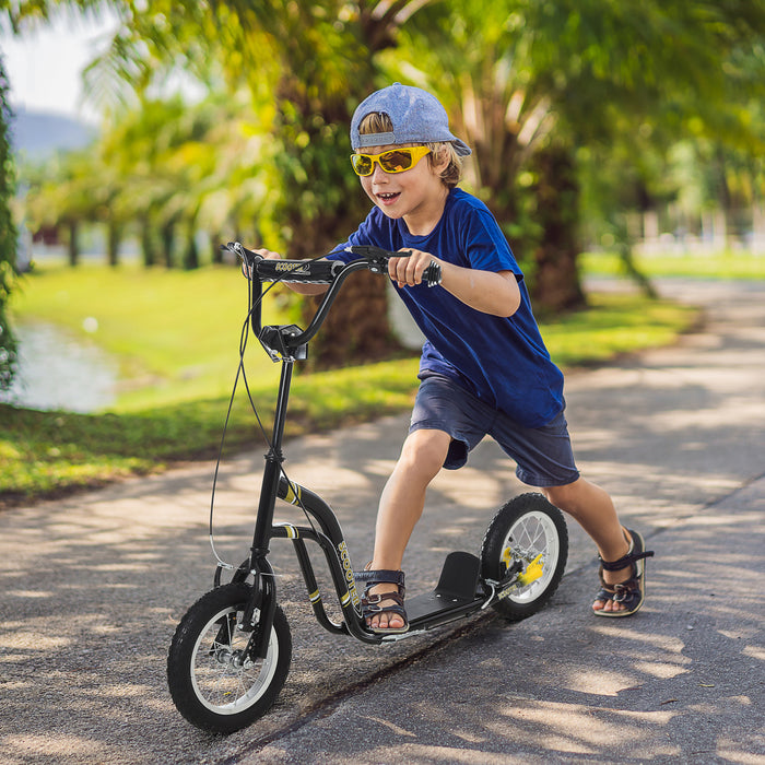 Aosom Trottinette Pour Enfants Avec Guidon Reglable En Hauteur, Noir
