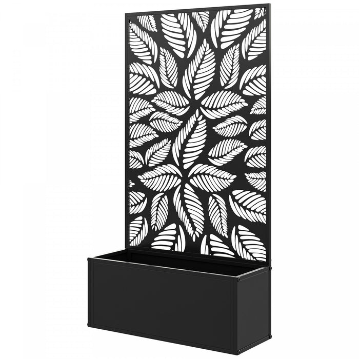 Outsunny Lit de jardin sureleve avec panneau d'intimite jardiniere en metal
