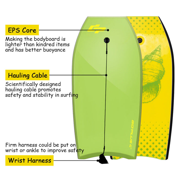 Goplus 42\" Super Bodyboard Surfing W / Leash Ixpe Deck Eps Core Embarque