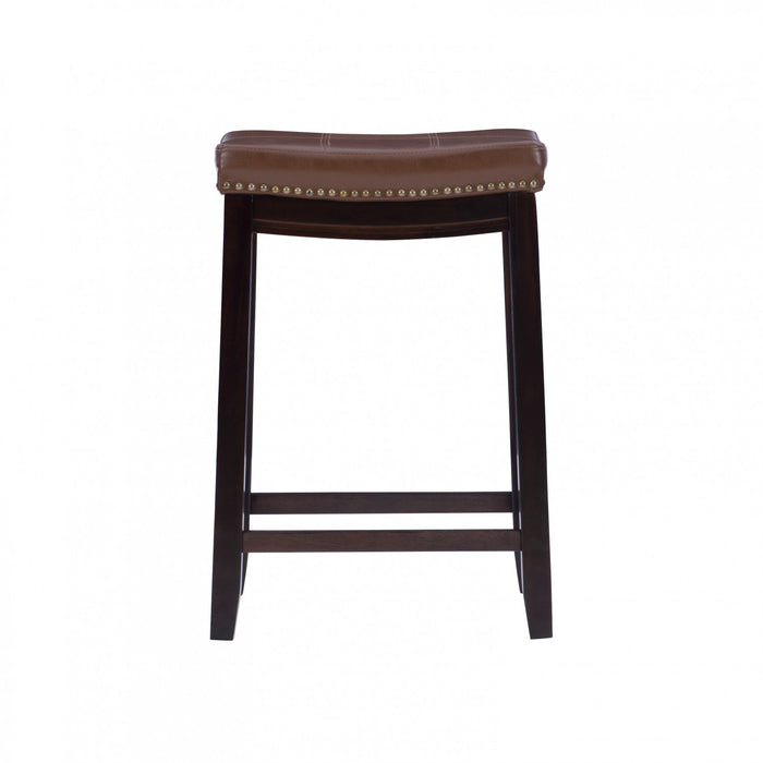 Tabouret Claridge de hauteur comptoir en similicuir et sans dossier - cognac