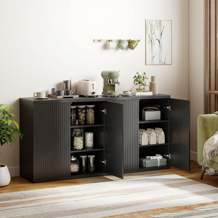 HOMCOM Buffet, Ensemble de 2, Meuble de Cuisine Rainure, Noir Gris Vieilli