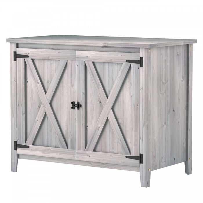 Outsunny Armoire De Rangement Exterieure En Bois Avec Etagere