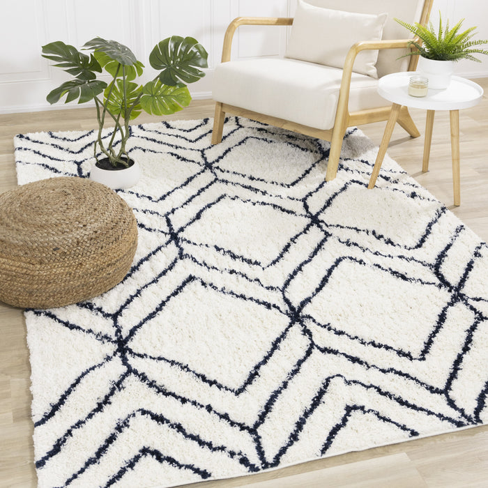 Carpette à poil long Taylor à motif de diamants - 7 pi 10 po x 10 pi 6 po