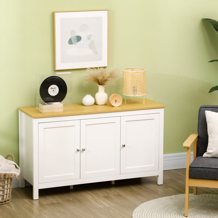 HOMCOM Meuble de Rangement, Meuble Buffet avec Portes, Blanc