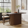 Jett 63 Inch Modern Industrial Dining Table with MDF & Iron Pedestal Base, Brown | Table a manger industrielle moderne Jett 63 pouces avec base piedestal MDF et fer, brun