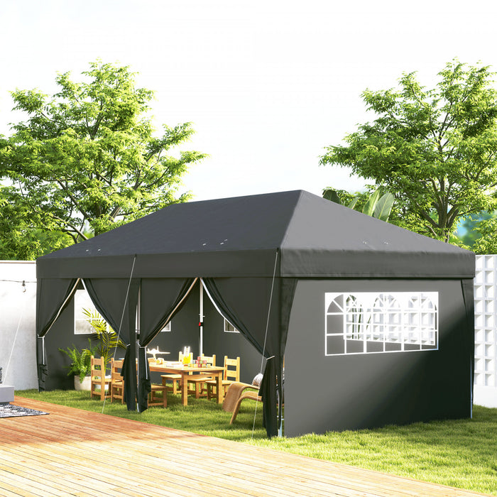 Outsunny Tente Exterieure Facile A Plier Gazebo De Fete 10'x20', Noir