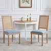 Oliver Solid Wood Rubberwood Dining Chair Set of 2 with Upholstered Seat Cane Backrest and Fluted Legs,Blue | Oliver lot de 2 chaises de salle a manger en bois massif (hevea) avec assise rembourree, dossier en cannage et pieds canneles, bleu