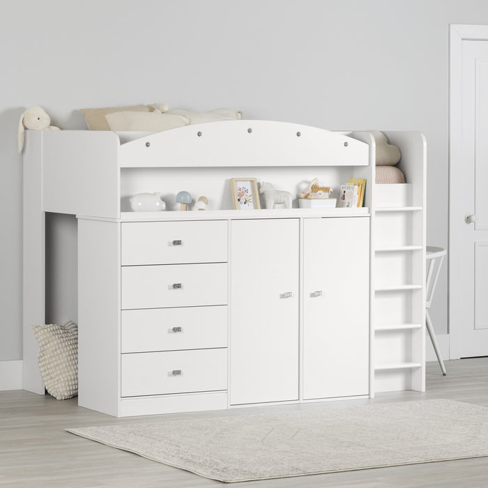 Tiara Lit Mezzanine Avec Bureau - Blanc Solide