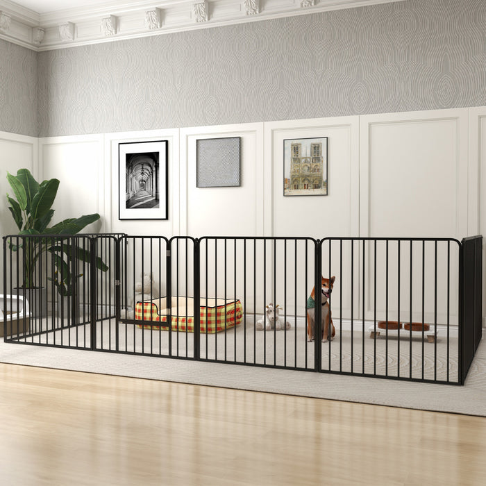 Pawhut Parc Pour Chien, 8 Panneaux De 31.5\" De Hauteur En Acier, Parc D'exercice Pour Chiots, Design Diy, Exterieur Interieur, Pour Petits Et Moyens Chiens.