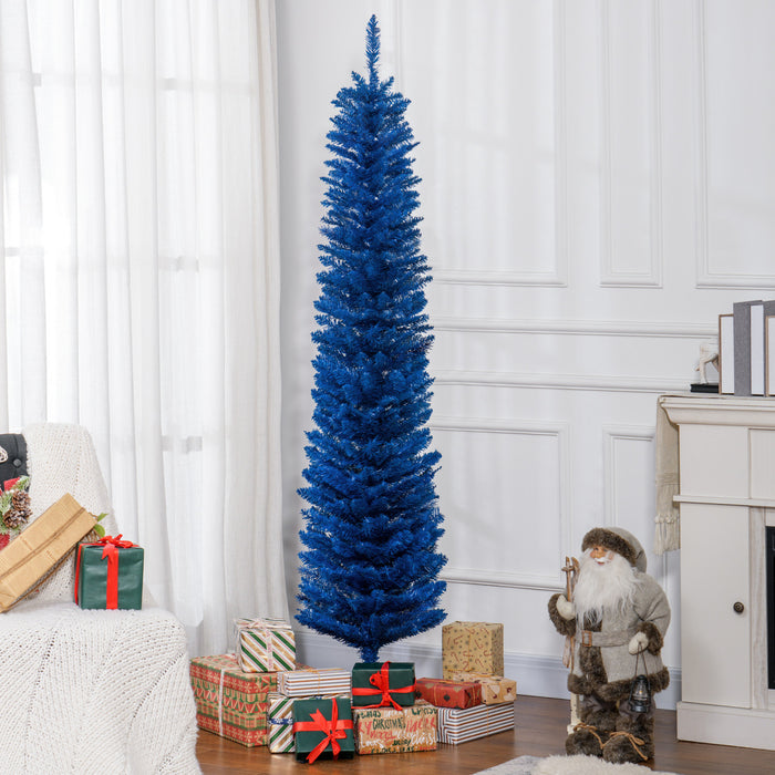 Homcom Sapin De Noel Artificiel Fin, Sapin De Noel Crayon, Bleu Profond