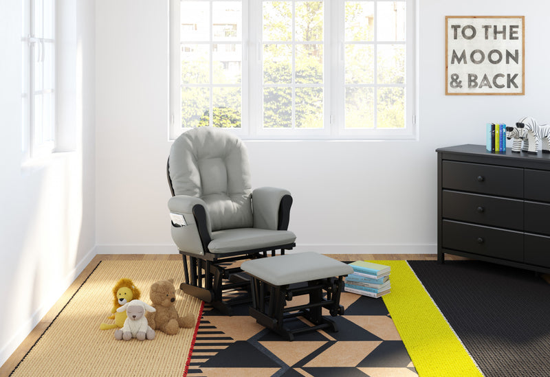 Storkcraft Hoop Fauteuil bercant et pouf - Noir avec gris clair