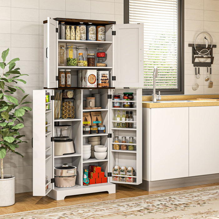 HOMCOM Armoire de cuisine, garde-manger de 64 po avec tablettes reglables