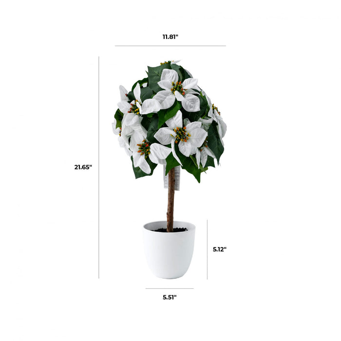 Arbre poinsettia de table blanc de 22 po